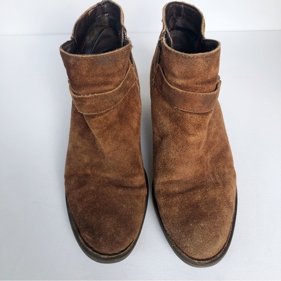 Born Adia Tabacco Distressed Rugged Suede Boots Womens 9.5 Leather Moto Ankle - Picture 4 of 12